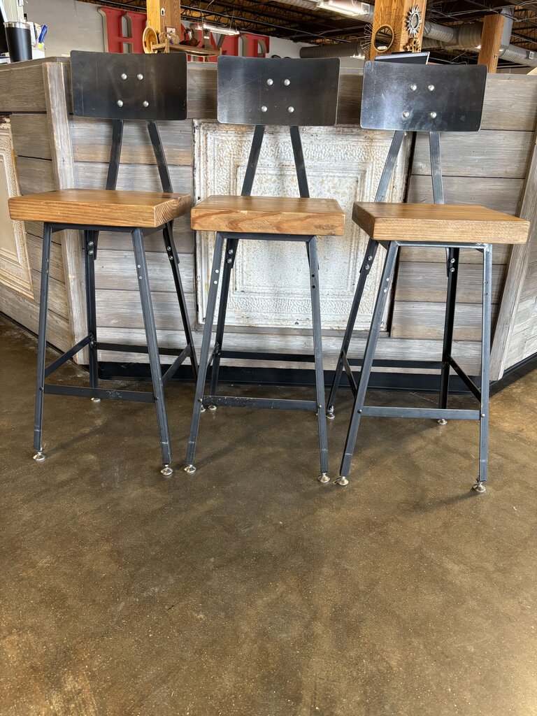 Wood/Metal Counter Height Barstools Set 3