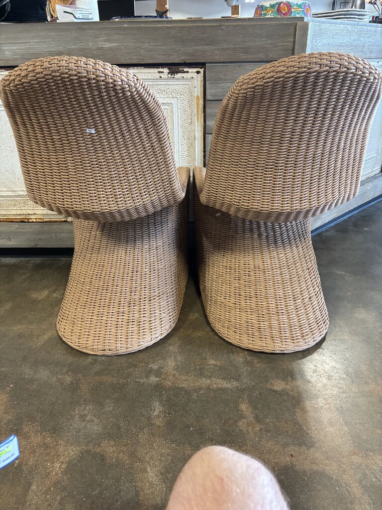Wicker "S" Shaped Dining Chair Set 2