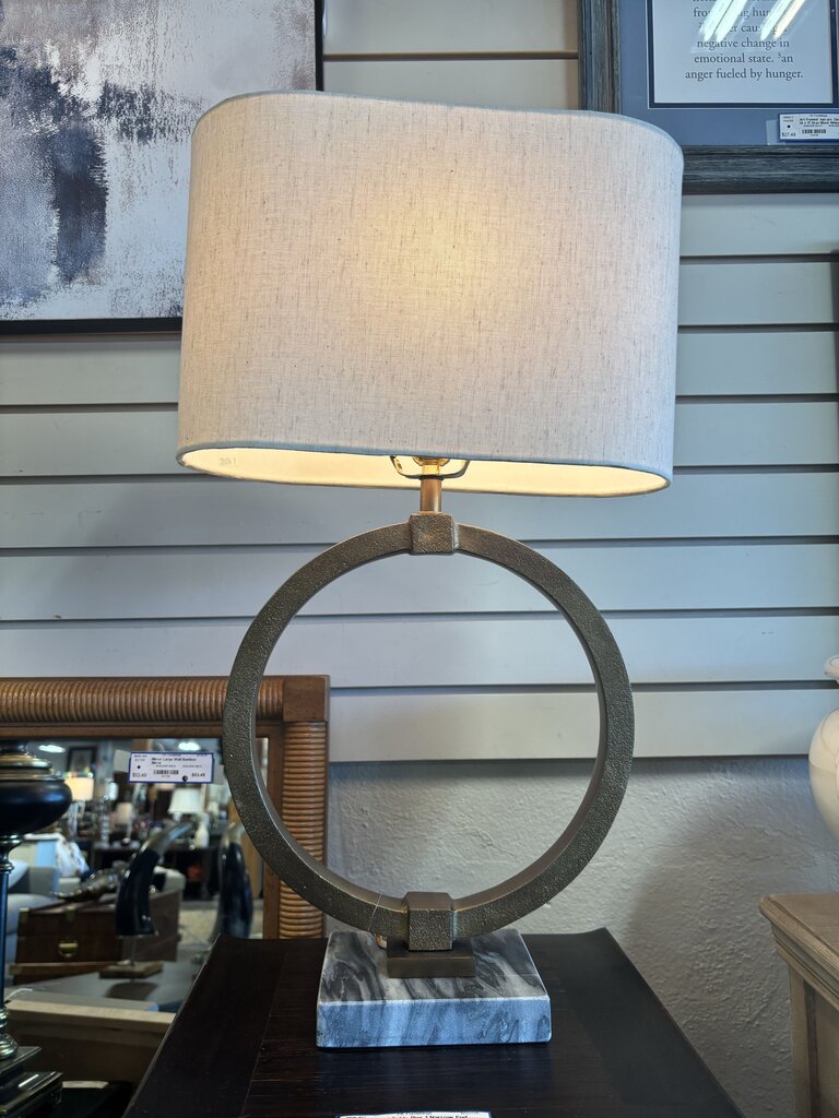 Metal Ring Table Lamp with Marble Base