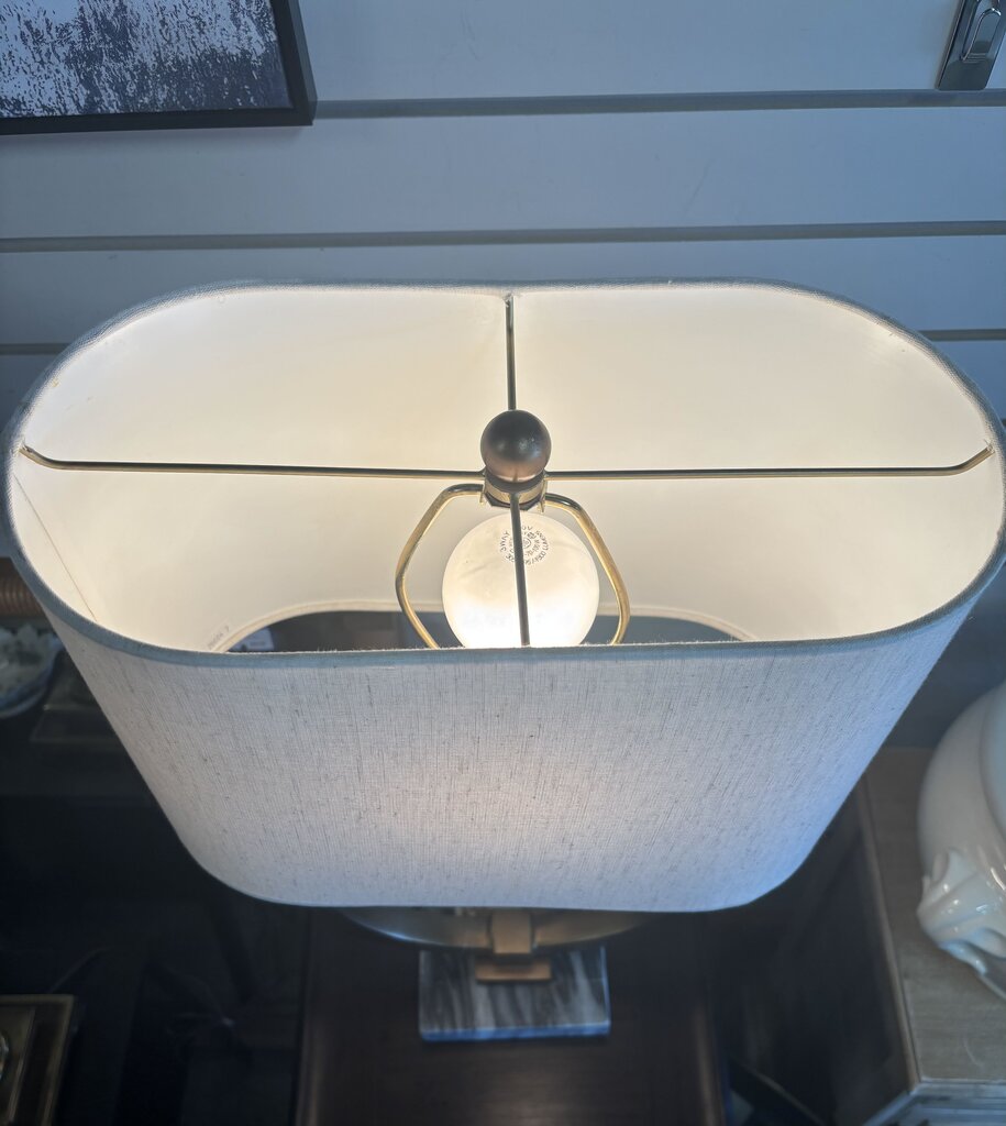 Metal Ring Table Lamp with Marble Base