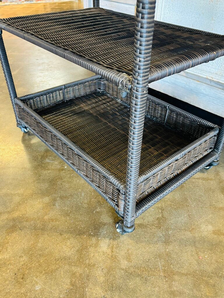 3 Tier Rattan Barcart on Casters