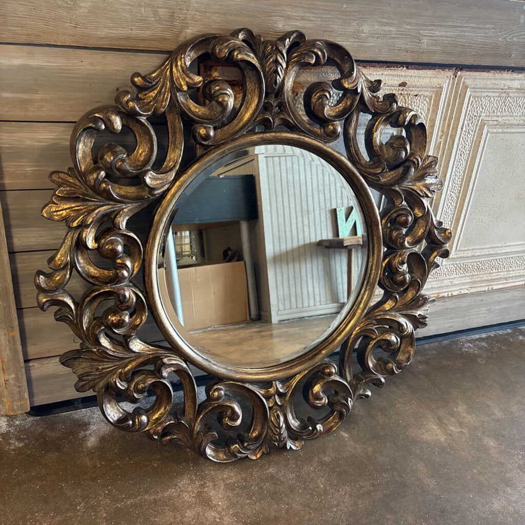 Gold Gilt Floral Resin Mirror 34 X 36