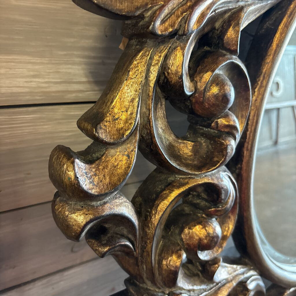 Gold Gilt Floral Resin Mirror 34 X 36