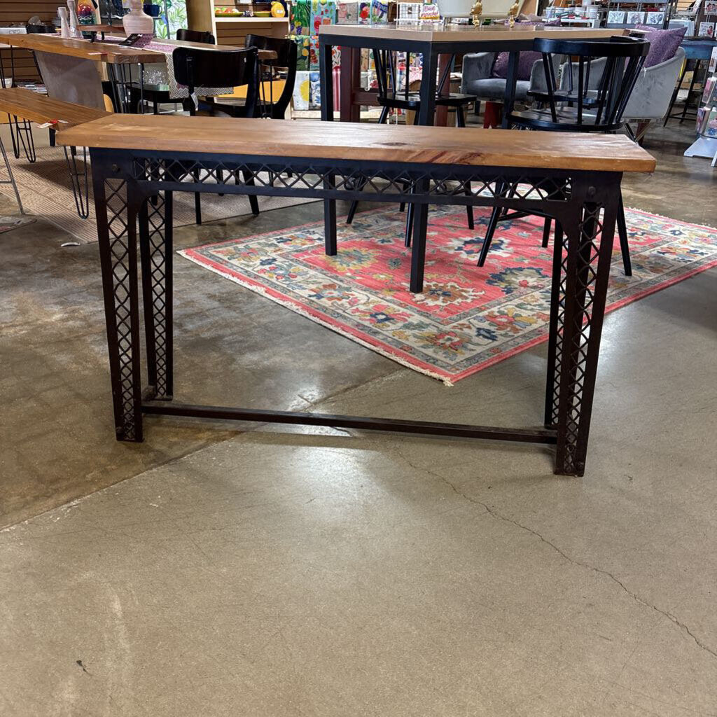 Industrial Wood/Iron Console 47.5 X 12 X 30