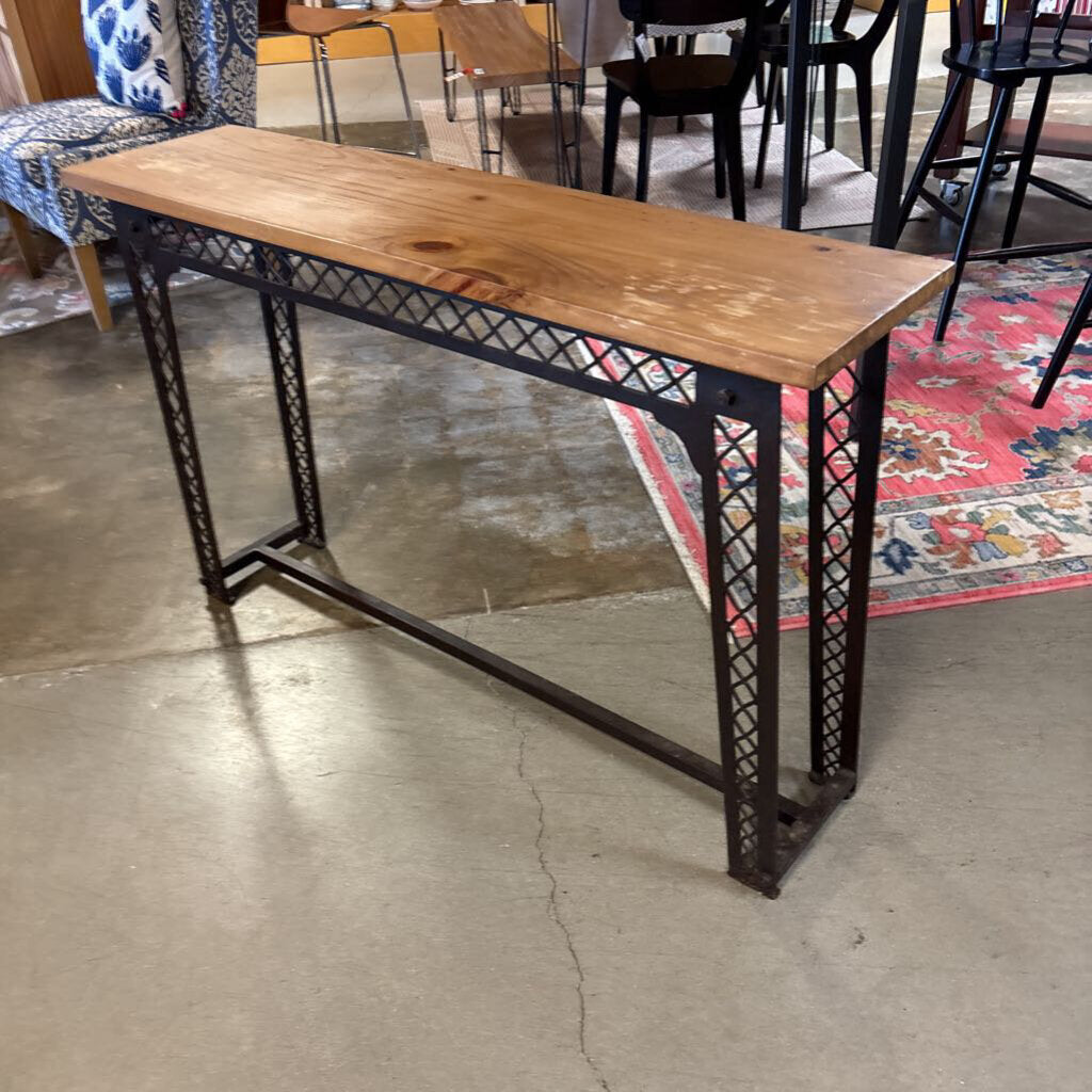 Industrial Wood/Iron Console 47.5 X 12 X 30