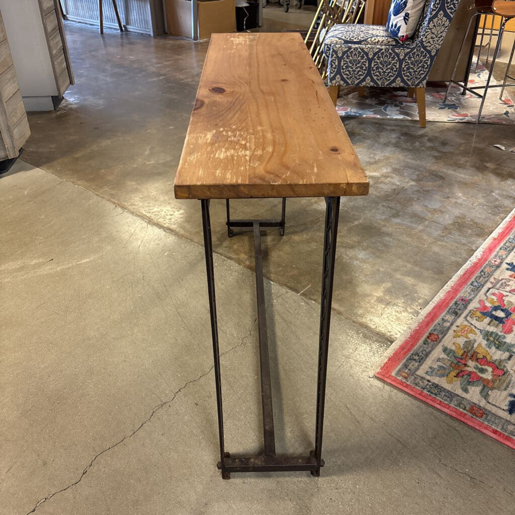 Industrial Wood/Iron Console 47.5 X 12 X 30