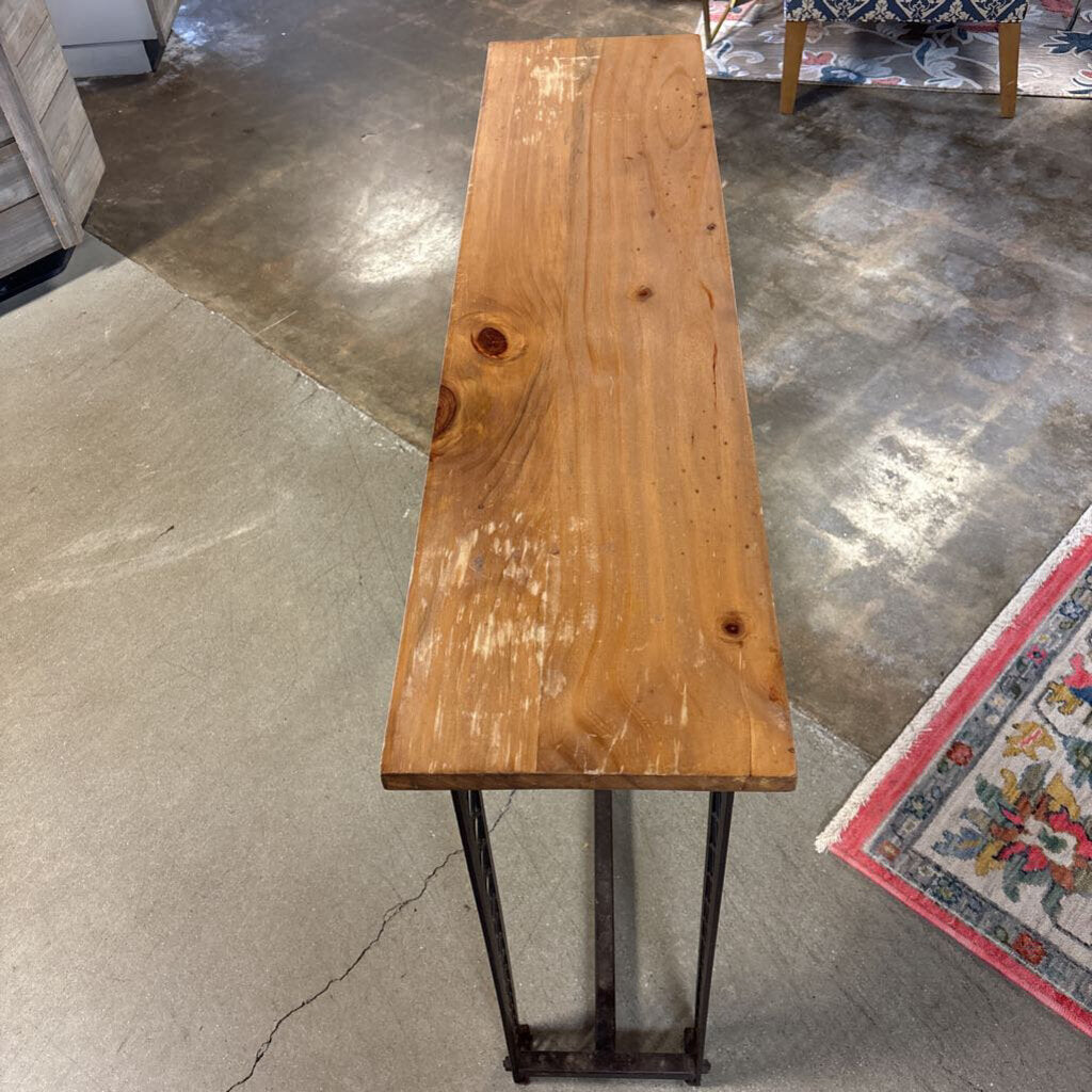 Industrial Wood/Iron Console 47.5 X 12 X 30