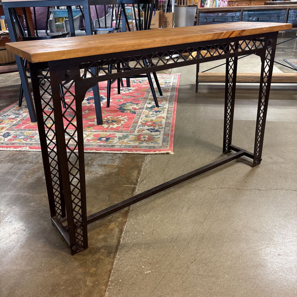 Industrial Wood/Iron Console 47.5 X 12 X 30