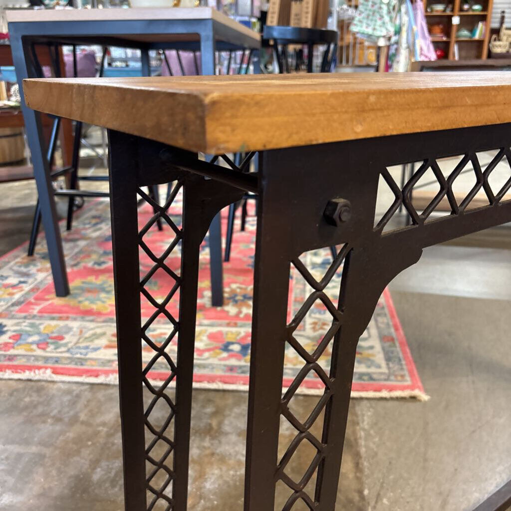 Industrial Wood/Iron Console 47.5 X 12 X 30