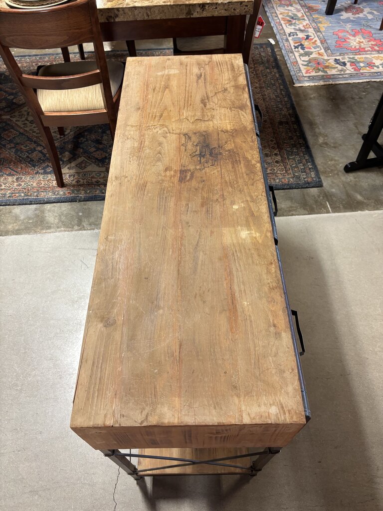 Industrial Wood/Metal 3 Drawer Console 47.5 X 18 X 31.5