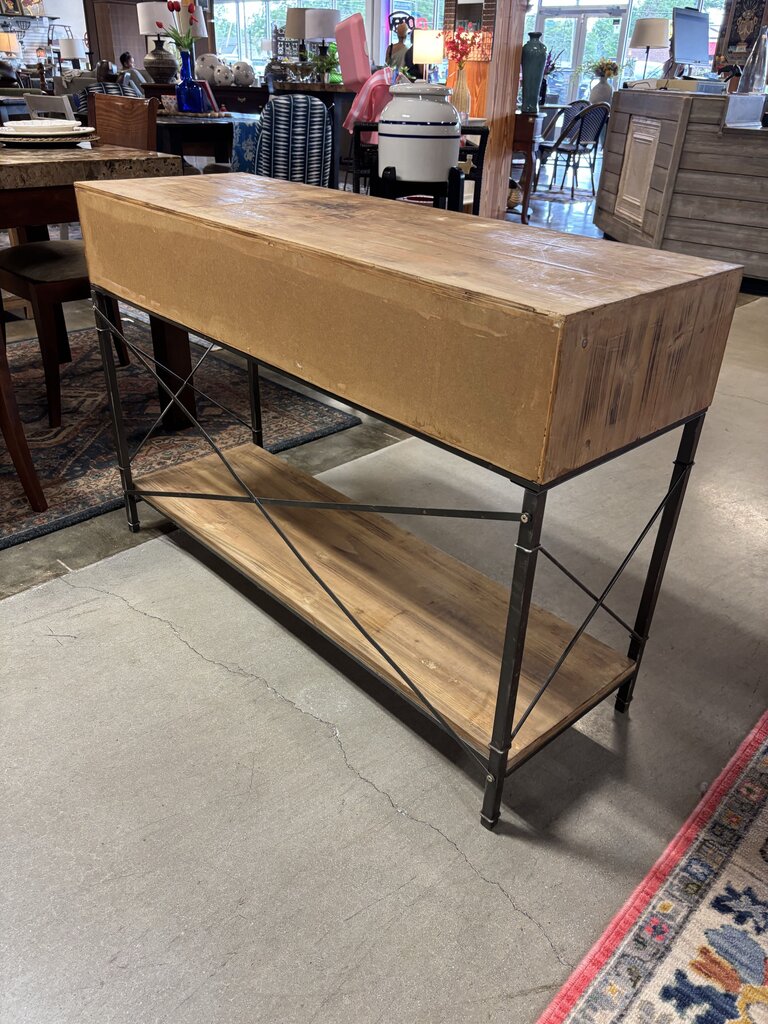 Industrial Wood/Metal 3 Drawer Console 47.5 X 18 X 31.5