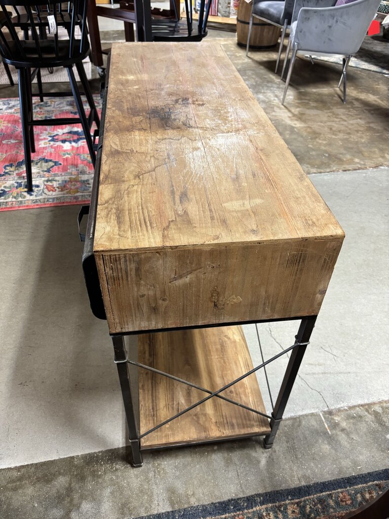 Industrial Wood/Metal 3 Drawer Console 47.5 X 18 X 31.5