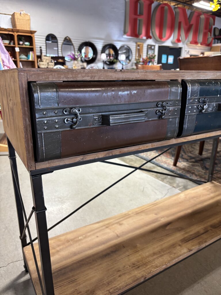 Industrial Wood/Metal 3 Drawer Console 47.5 X 18 X 31.5