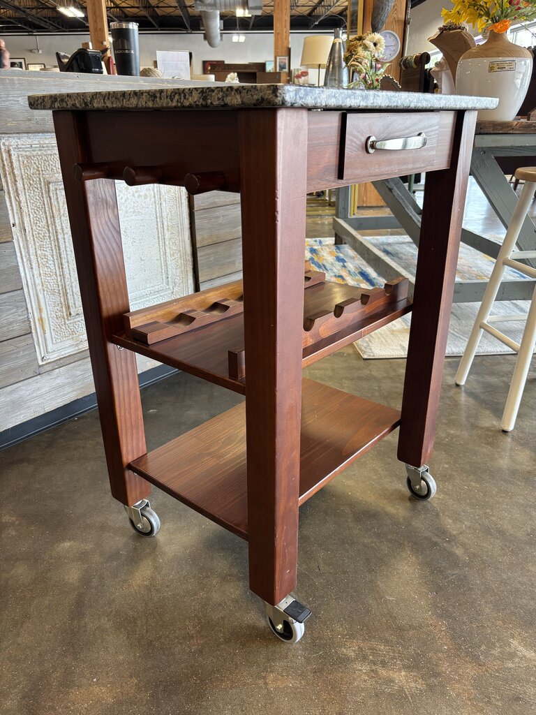 Granite Top Rolling Kitchen Island