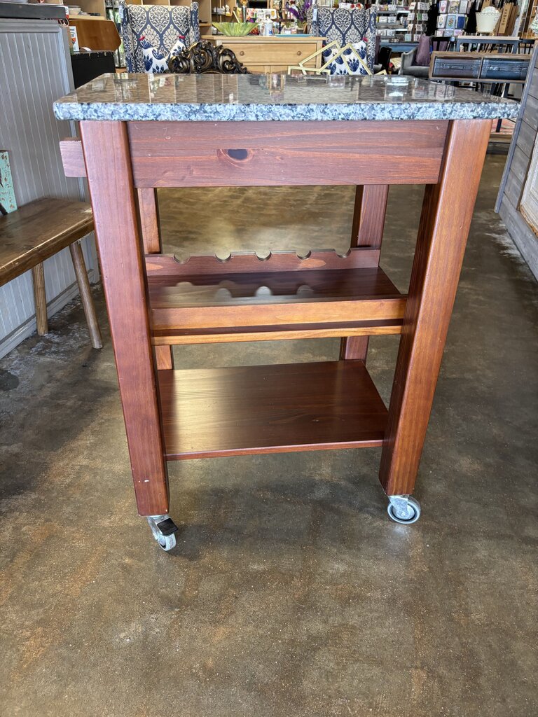 Granite Top Rolling Kitchen Island