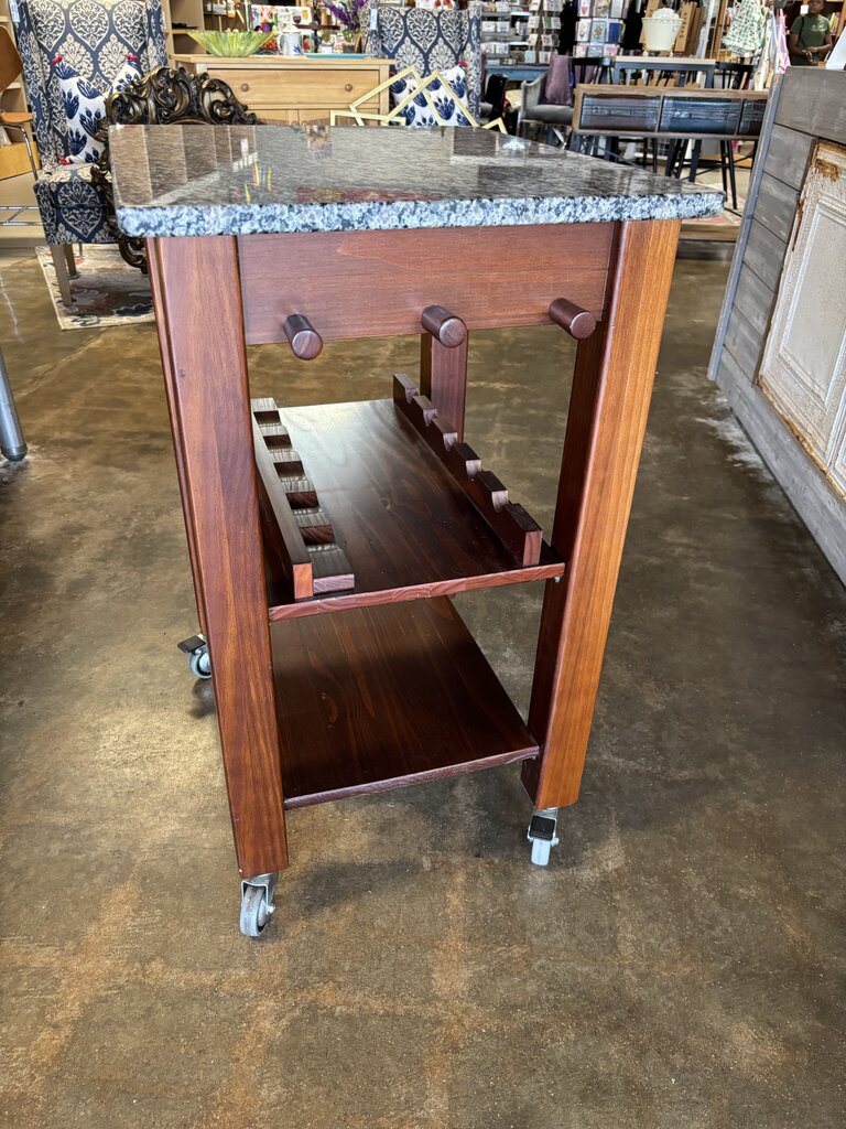 Granite Top Rolling Kitchen Island