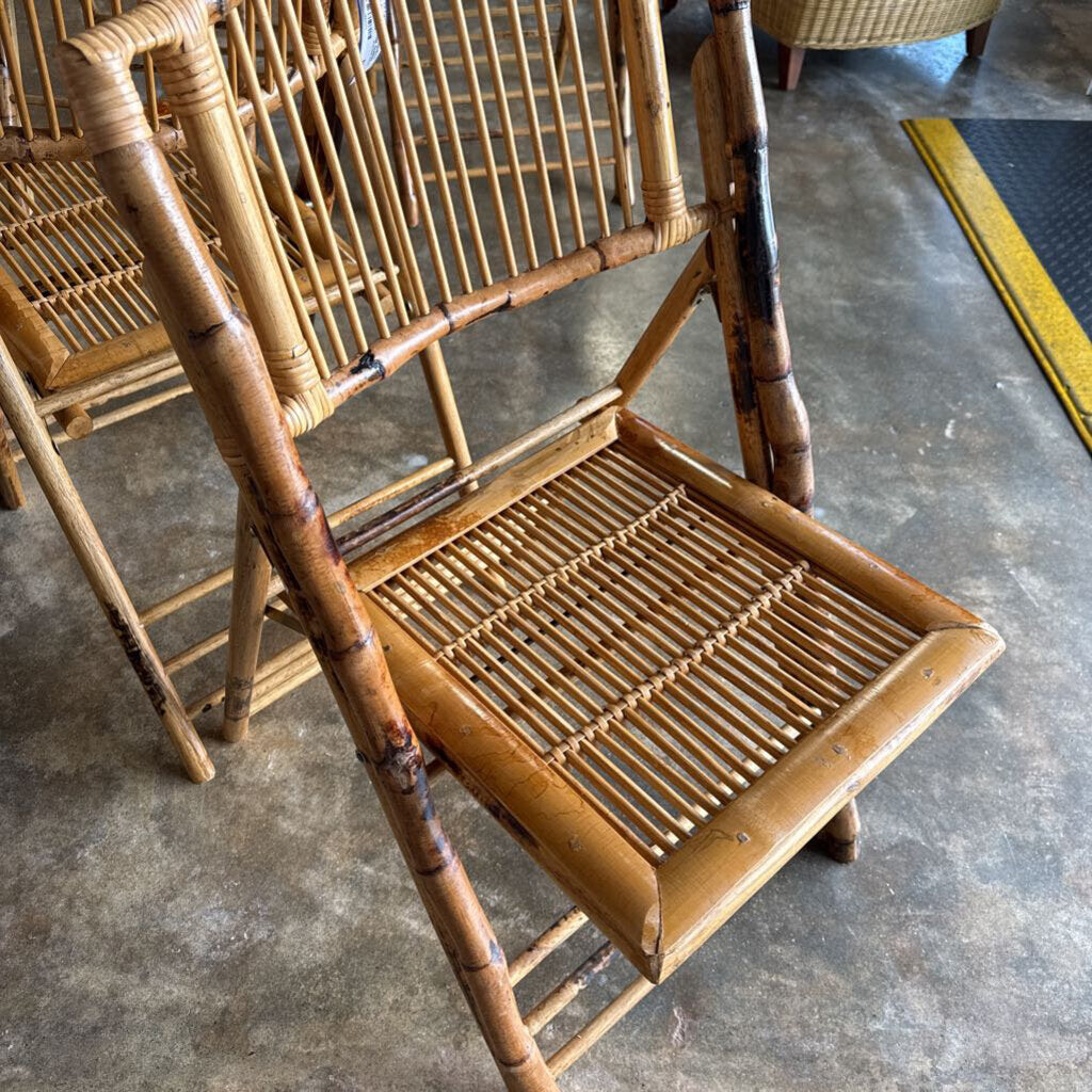 Vintage Bamboo Rattan Folding Chair