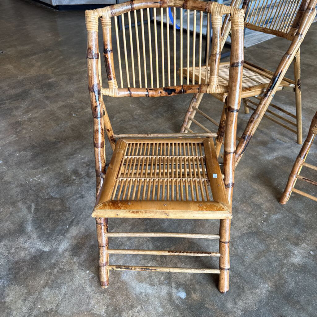 Vintage Bamboo Rattan Folding Chair