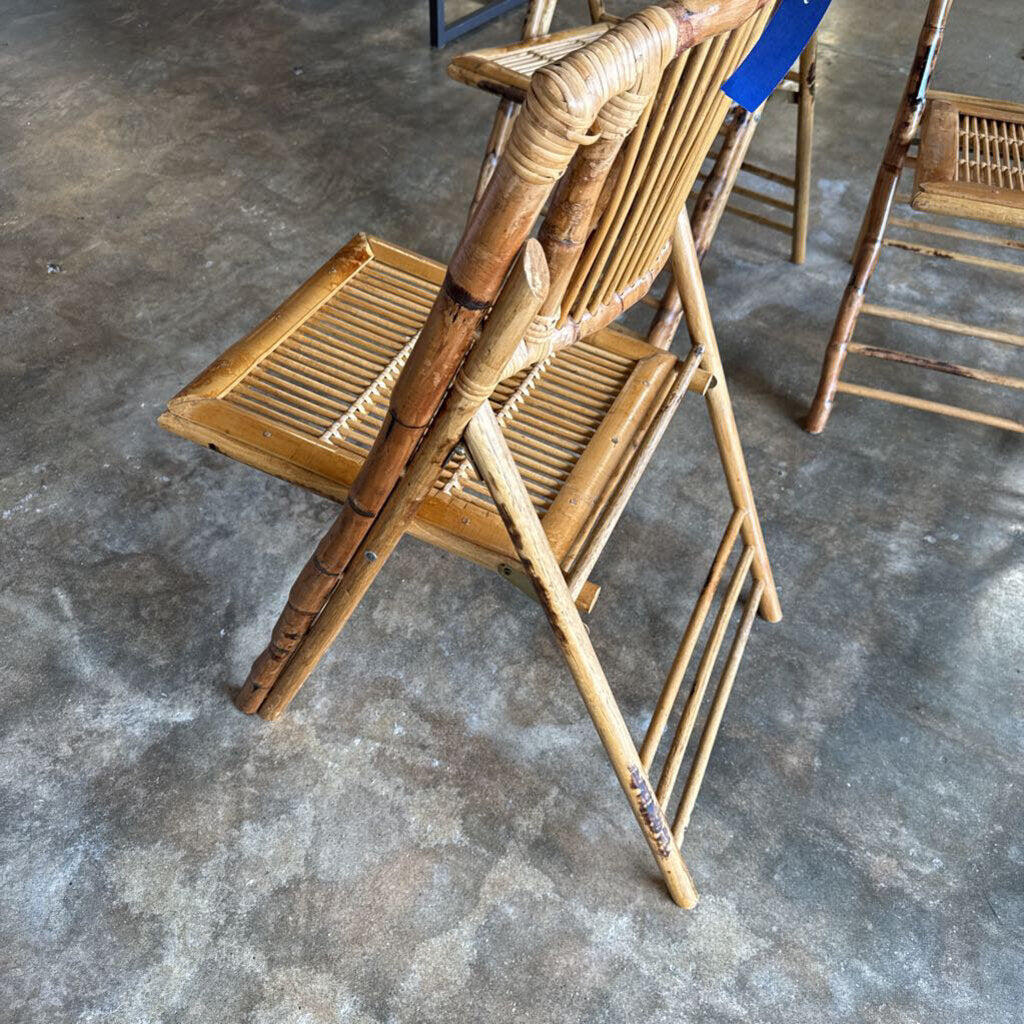 Vintage Bamboo Rattan Folding Chair