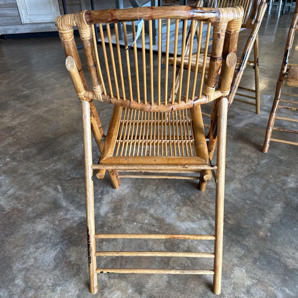 Vintage Bamboo Rattan Folding Chair