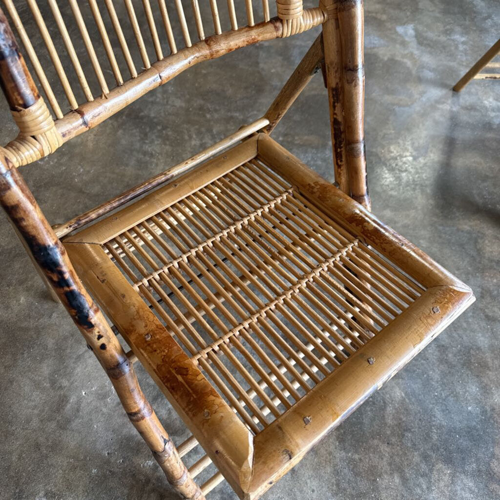 Vintage Bamboo Rattan Folding Chair