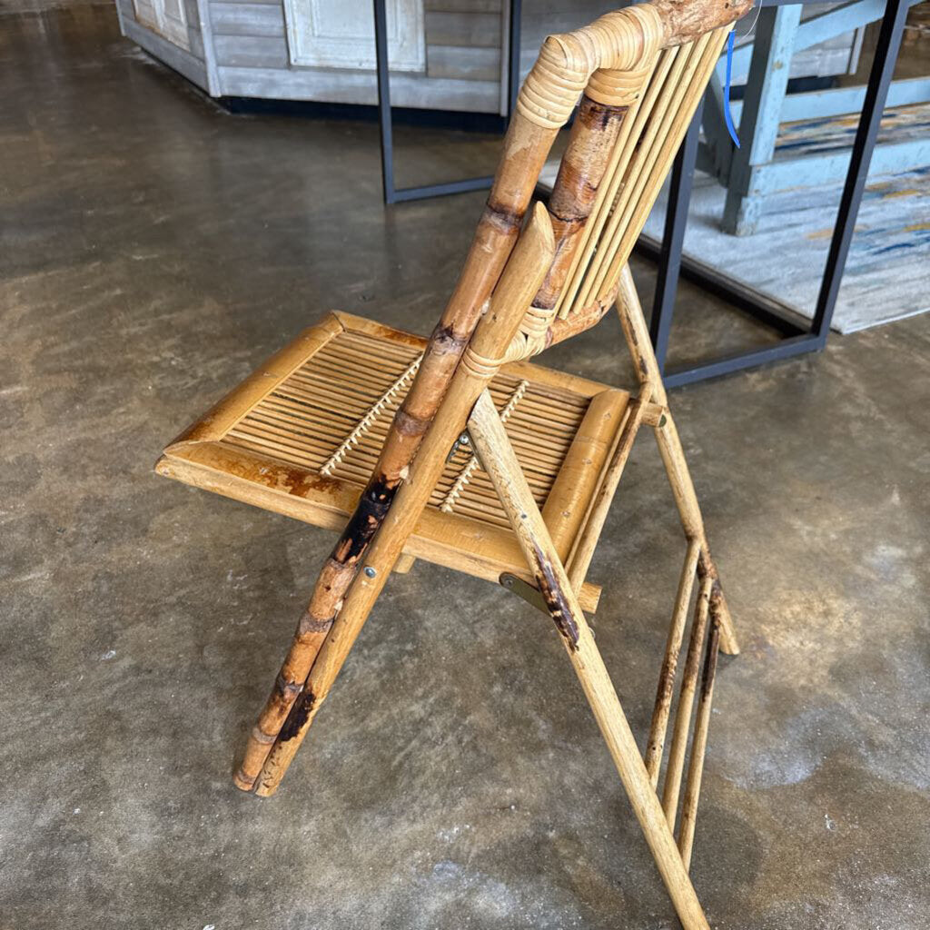 Vintage Bamboo Rattan Folding Chair