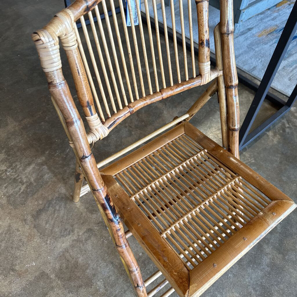 Vintage Bamboo Rattan Folding Chair