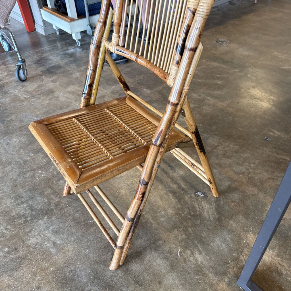 Vintage Bamboo Rattan Folding Chair