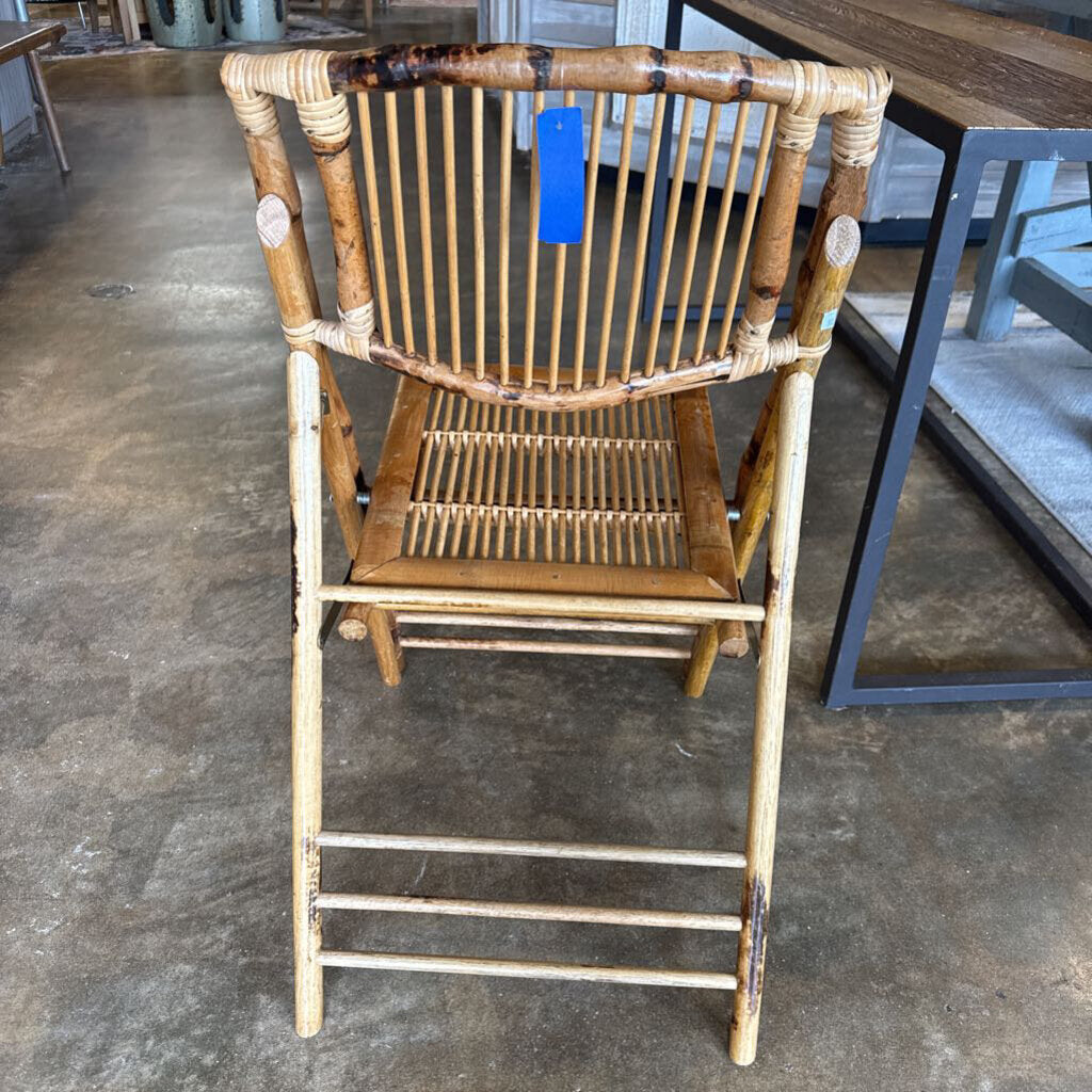 Vintage Bamboo Rattan Folding Chair