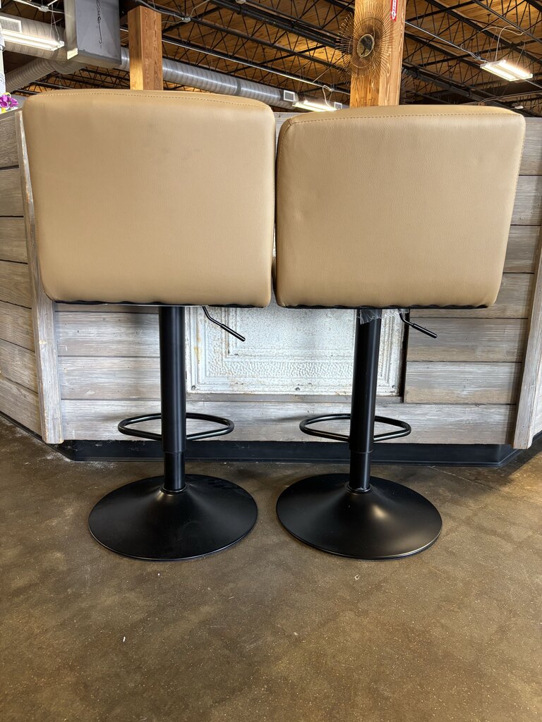 Faux Leather Adjustable Bar Stools Pair
