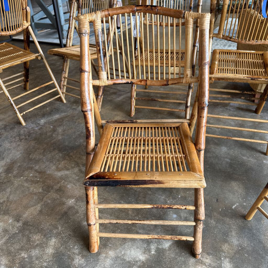 Vintage Bamboo Rattan Folding Chair