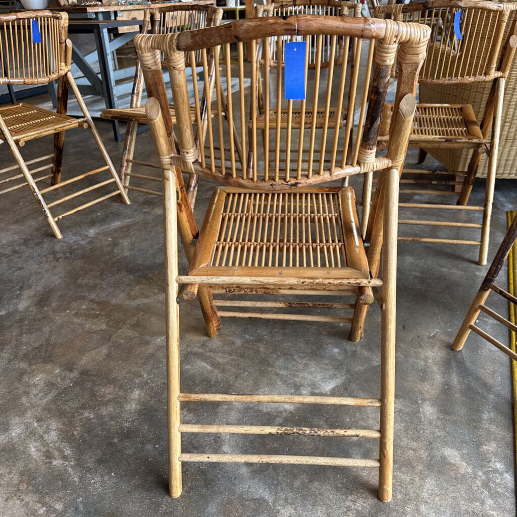 Vintage Bamboo Rattan Folding Chair