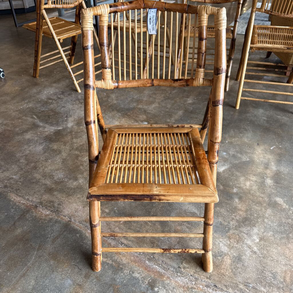 Vintage Bamboo Rattan Folding Chair