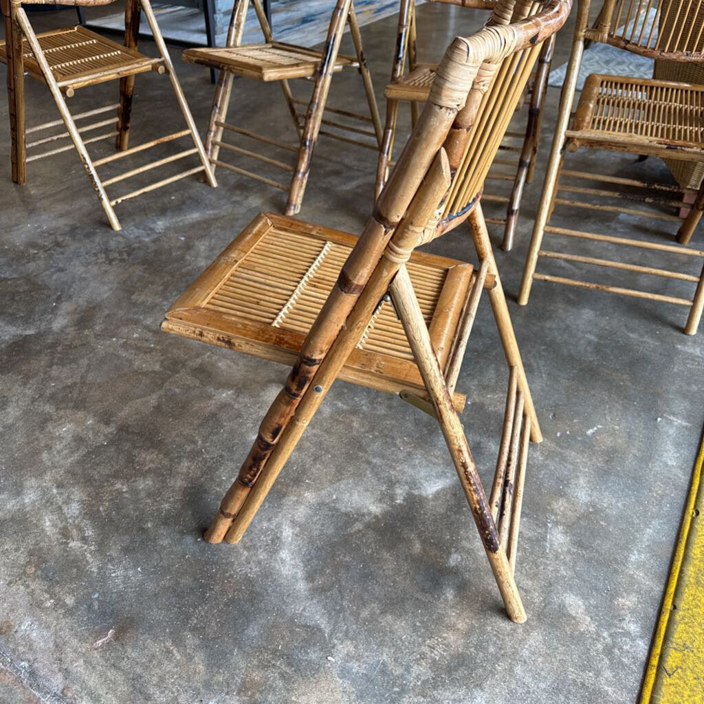 Vintage Bamboo Rattan Folding Chair