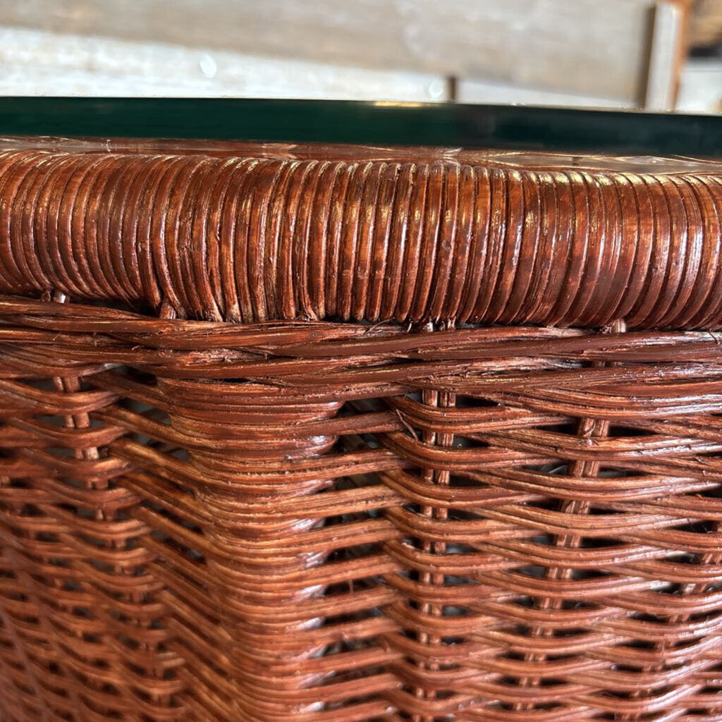 MCM Hourglass Shape Wicker Round Side Table