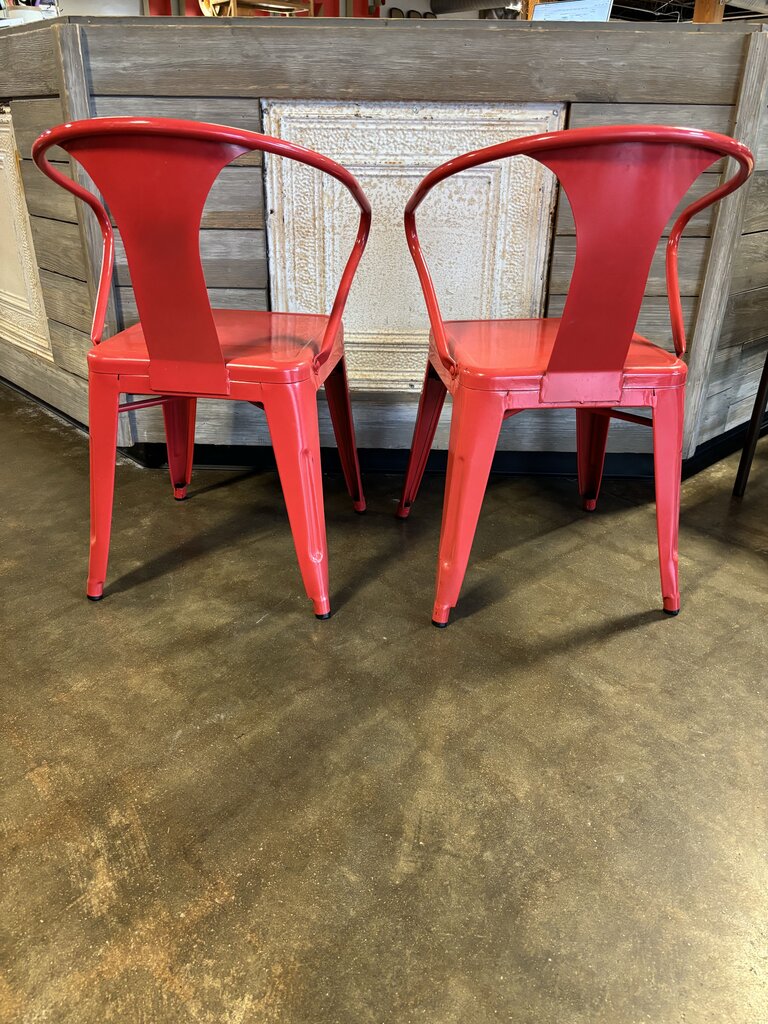 Metal Arm Chairs Pair