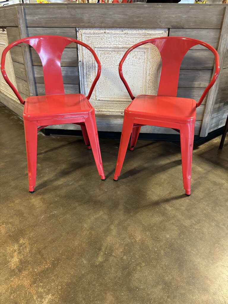 Metal Arm Chairs Pair