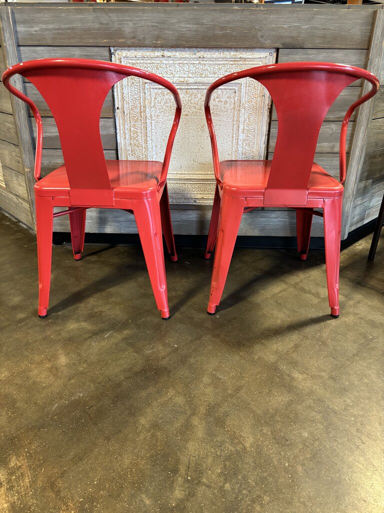 Metal Arm Chairs Pair