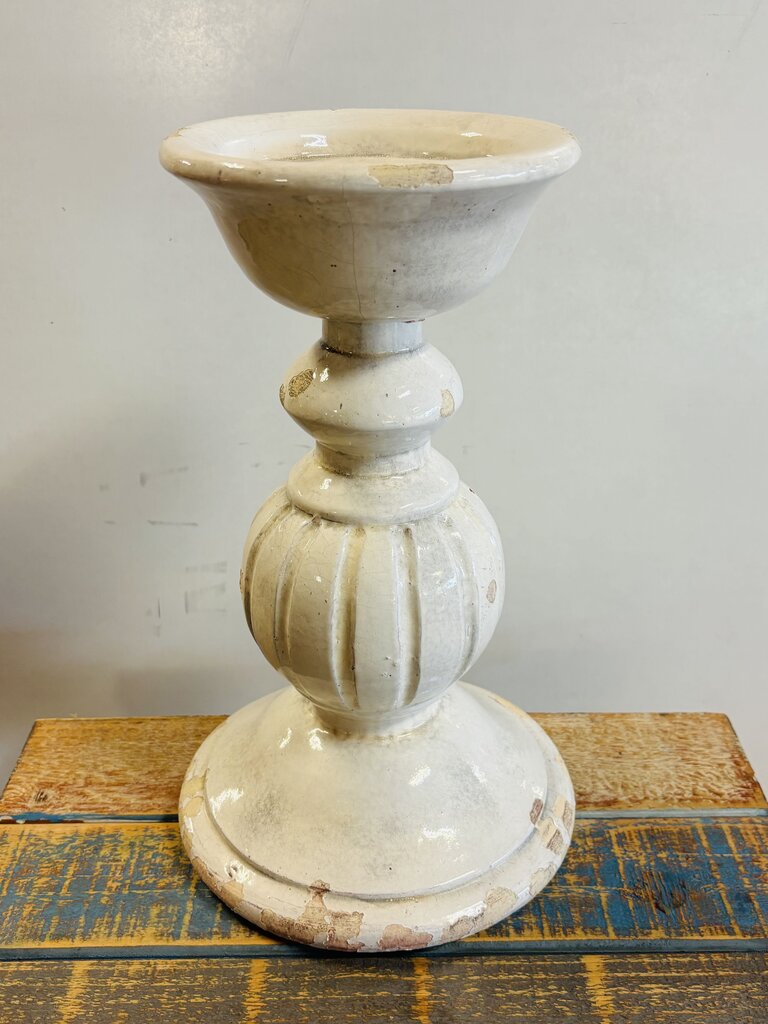 Large White Ceramic Candleholder