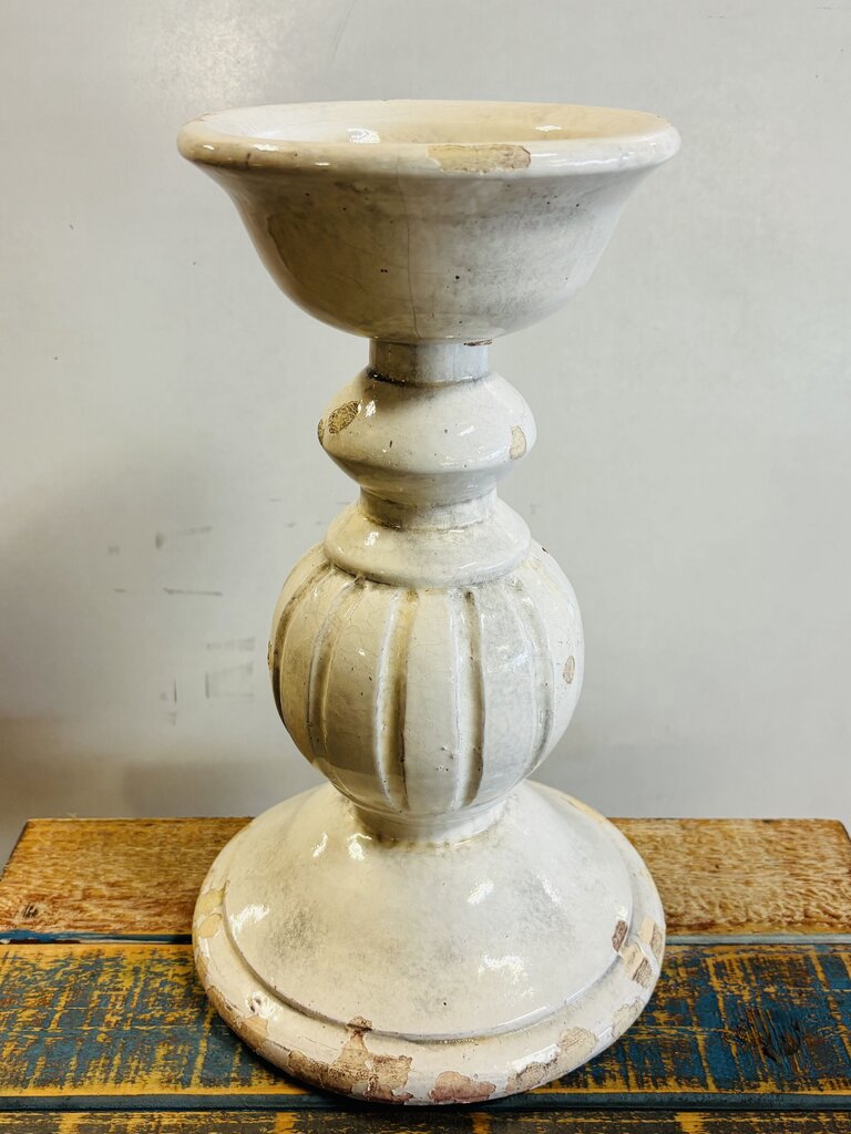 Large White Ceramic Candleholder