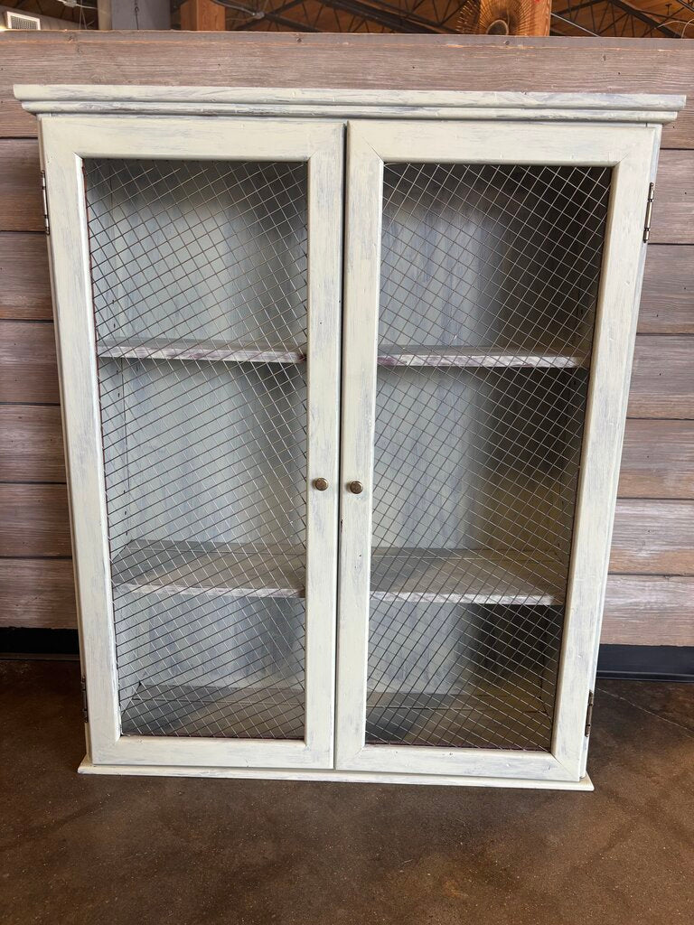 Storage Cabinet with Chicken Wire Doors 27.75 X 8 X 33