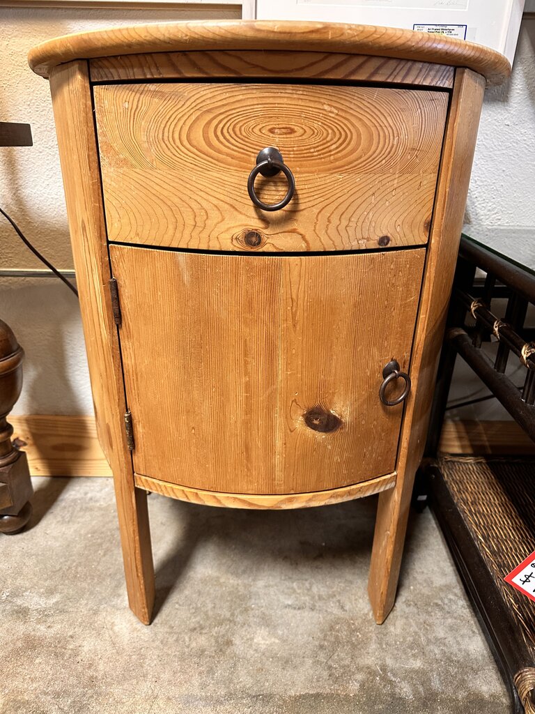 Wood Curved Nightstand 11.5 X 17.5 X 31