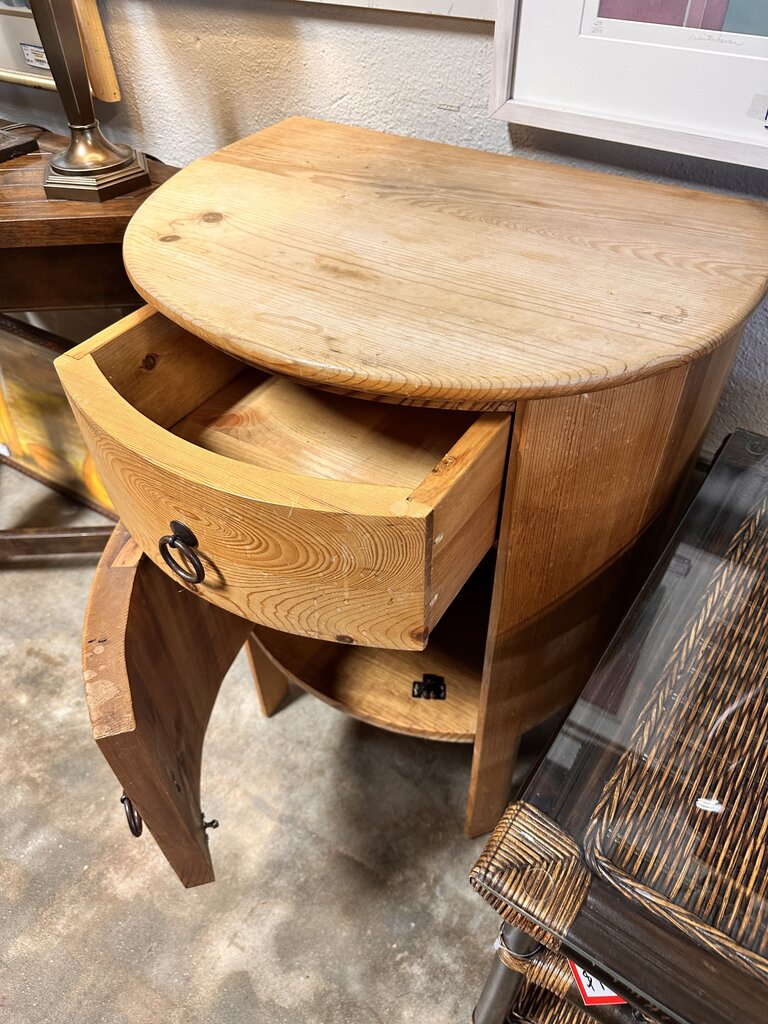 Wood Curved Nightstand 11.5 X 17.5 X 31