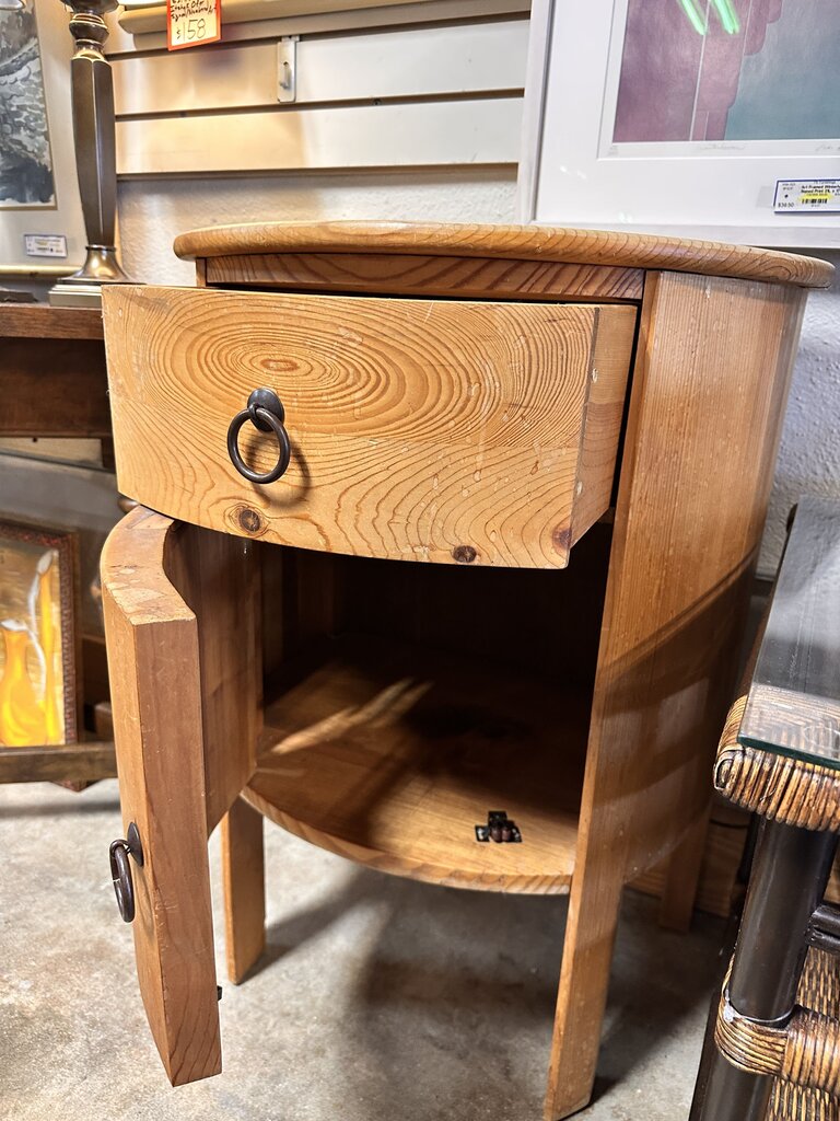 Wood Curved Nightstand 11.5 X 17.5 X 31