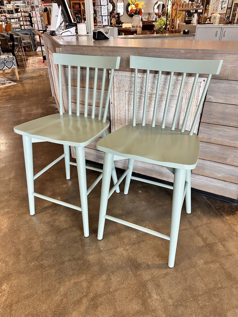 Set 2 Blue Winsor Counter Stools