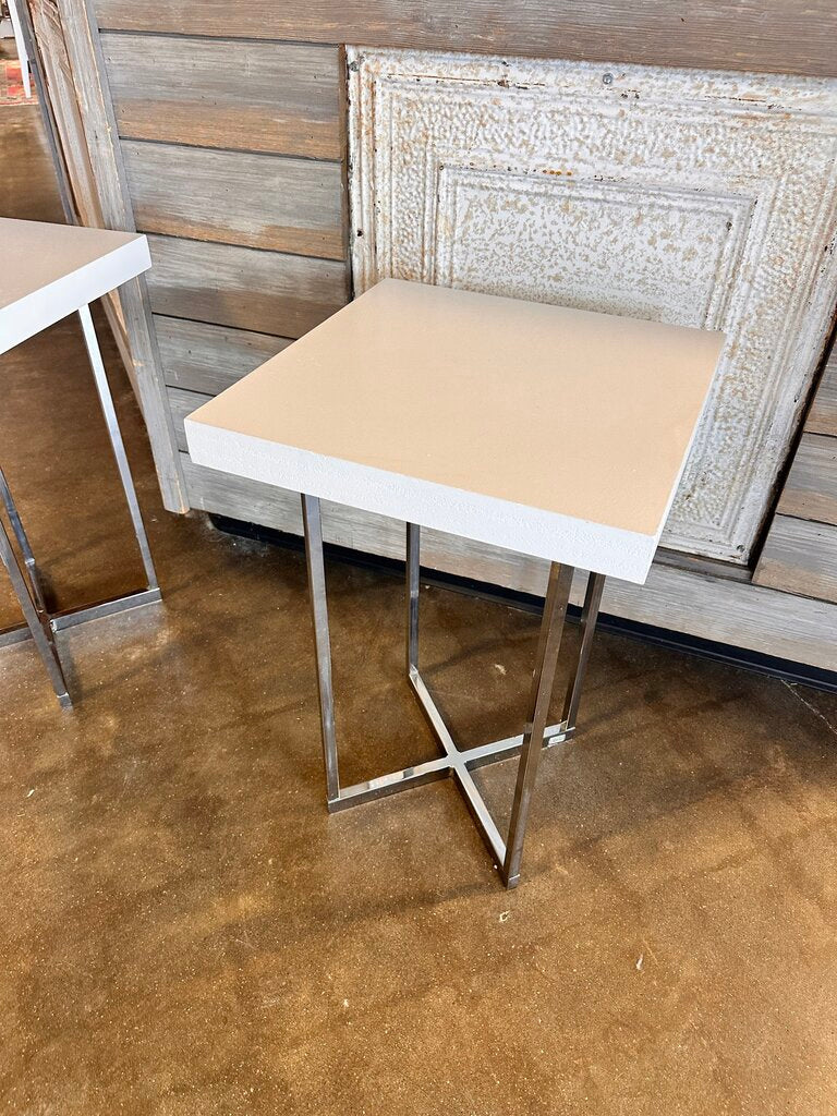 Chrome & White End Table