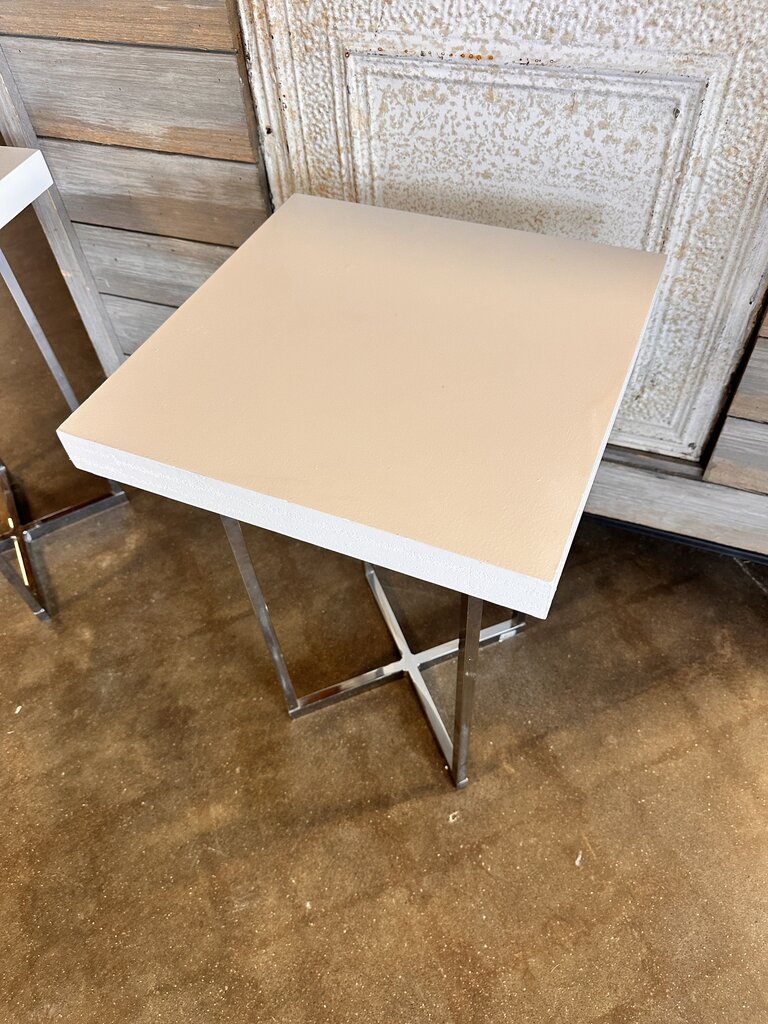 Chrome & White End Table