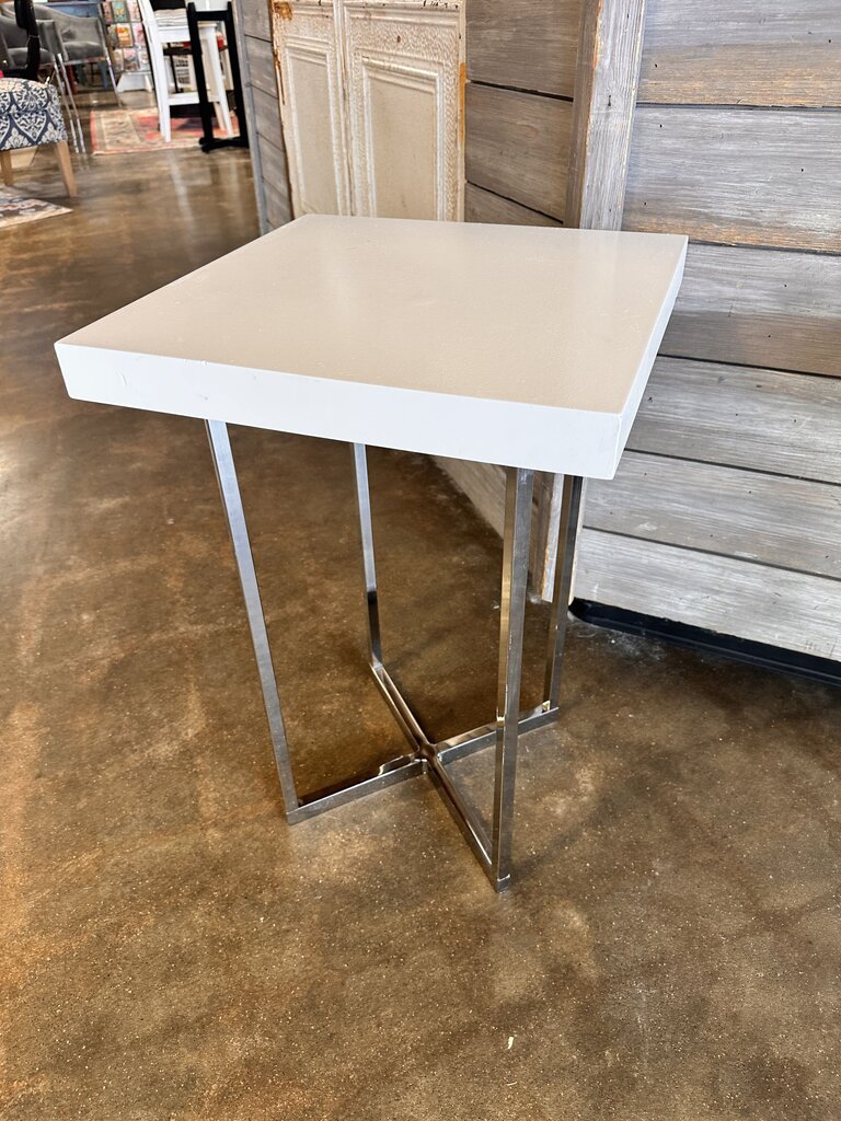 Chrome & White End Table