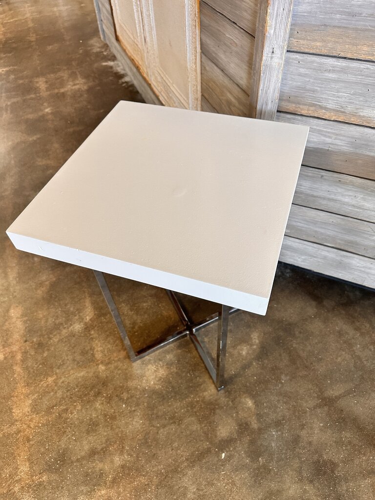 Chrome & White End Table