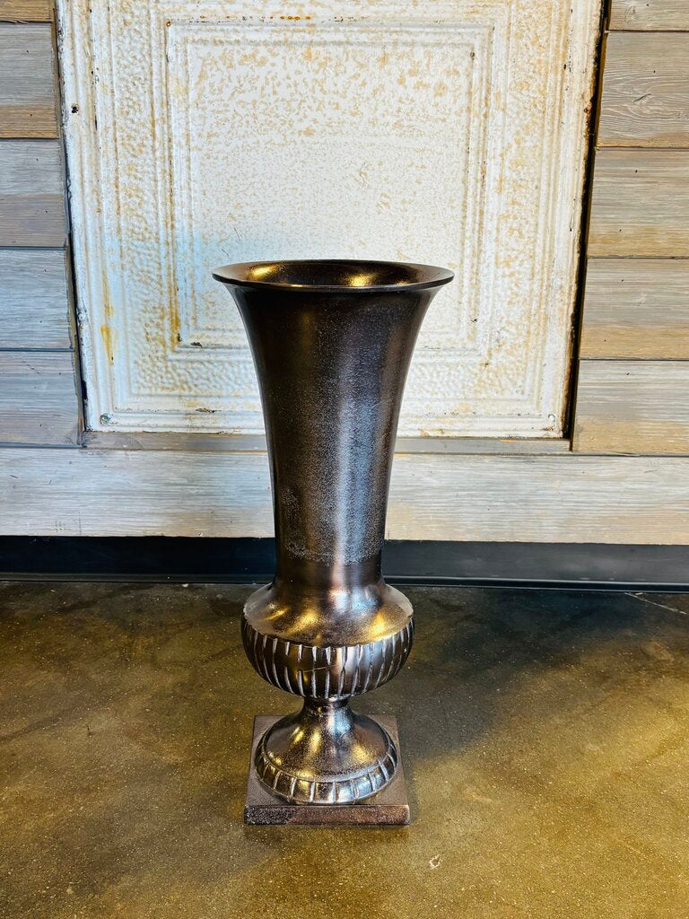 Metal Pedestal Urn Vase 19"H